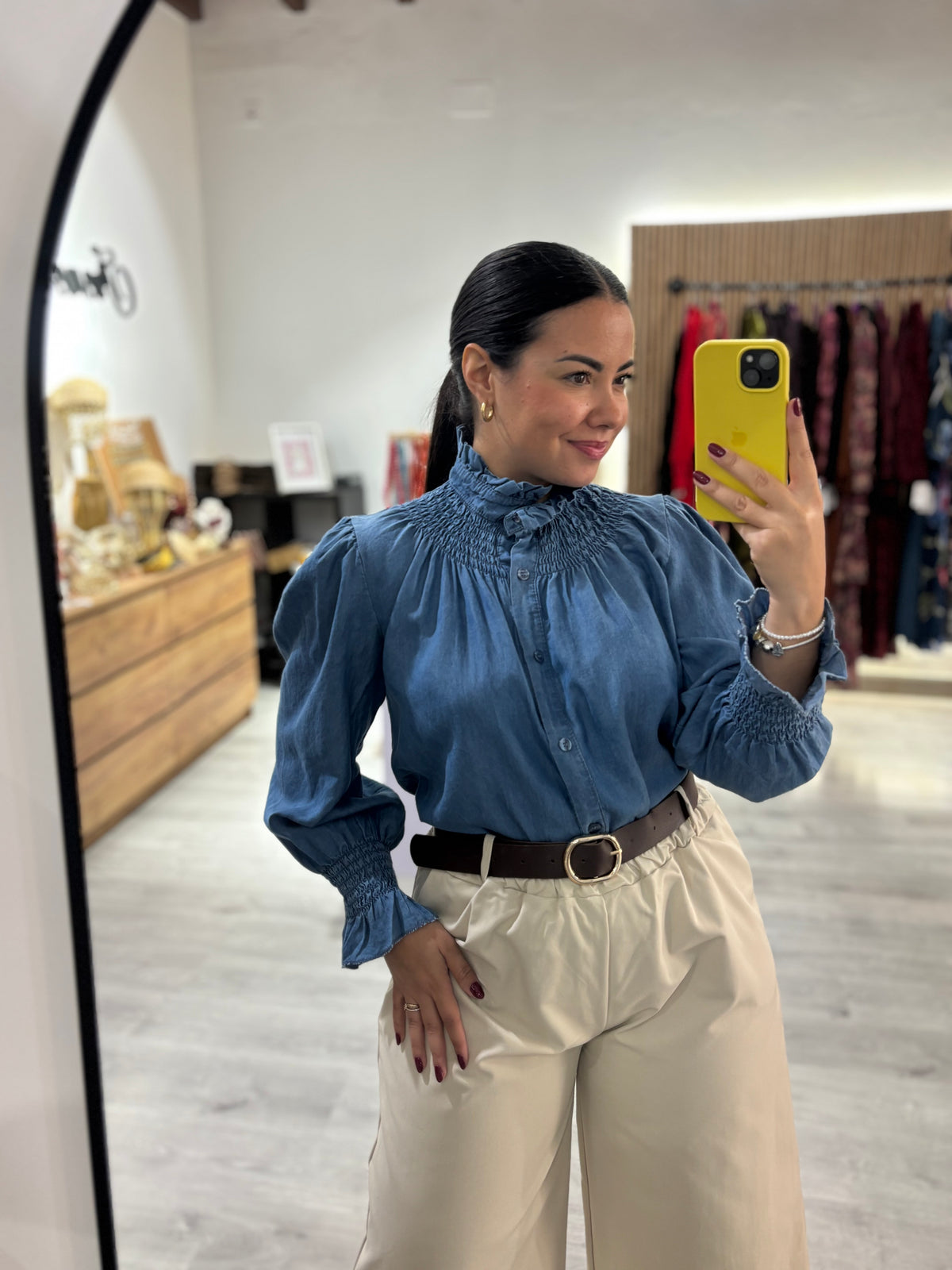 Blusa denim cuello