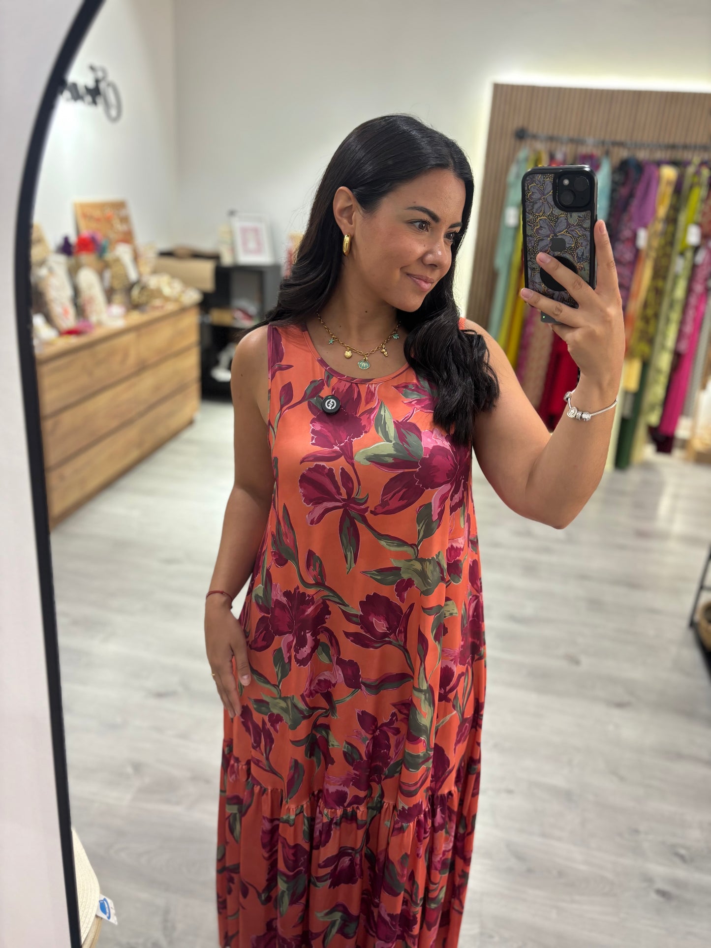 Vestido flor sisa naranja