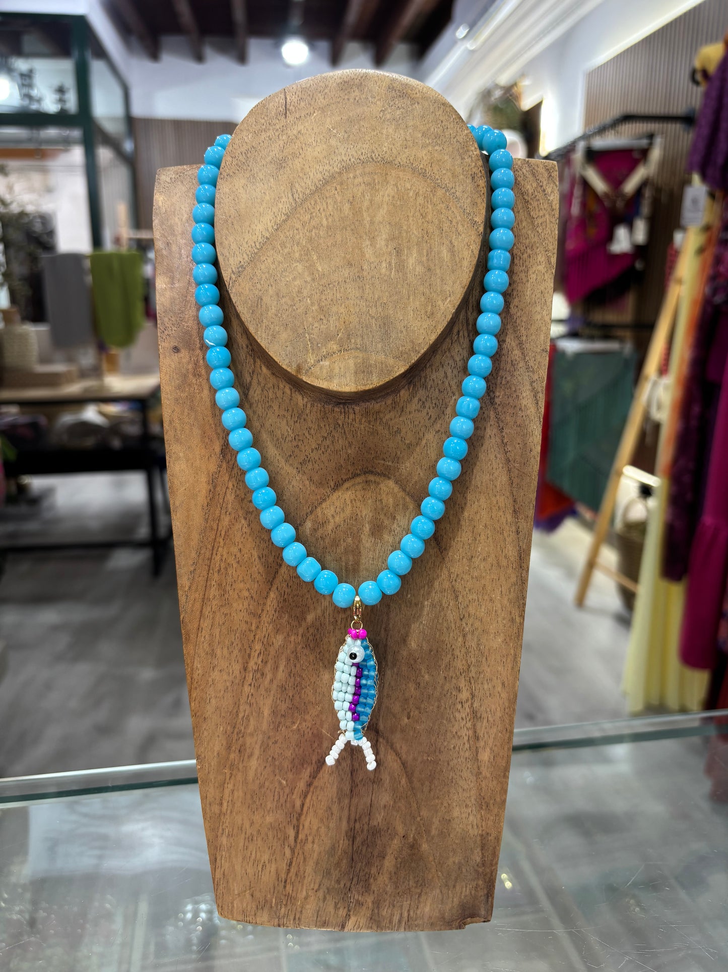 Collar abalorio turquesa
