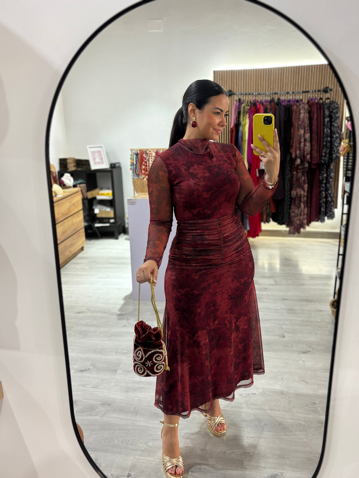 Vestido tul teja