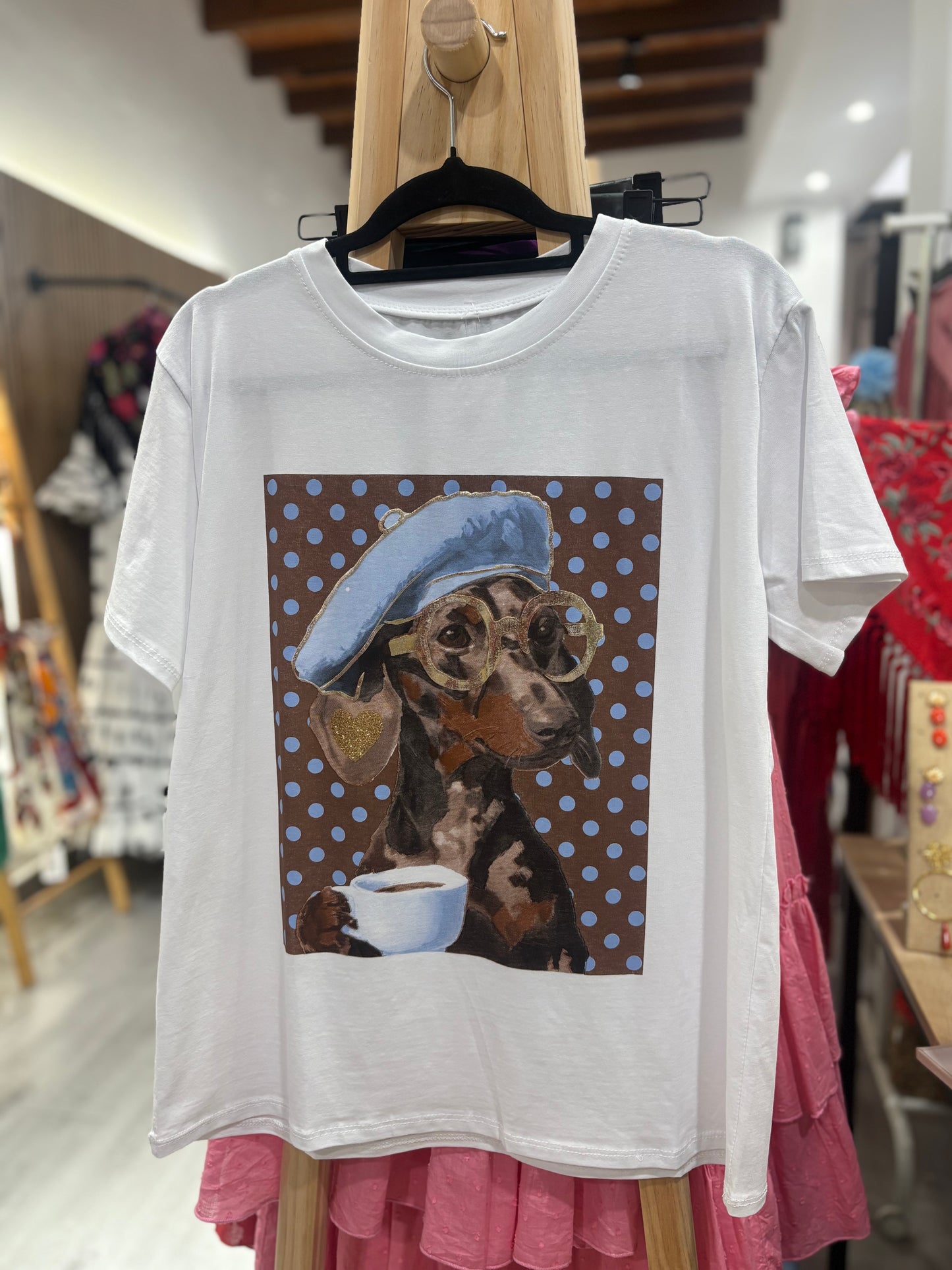 Camiseta salchicha azul
