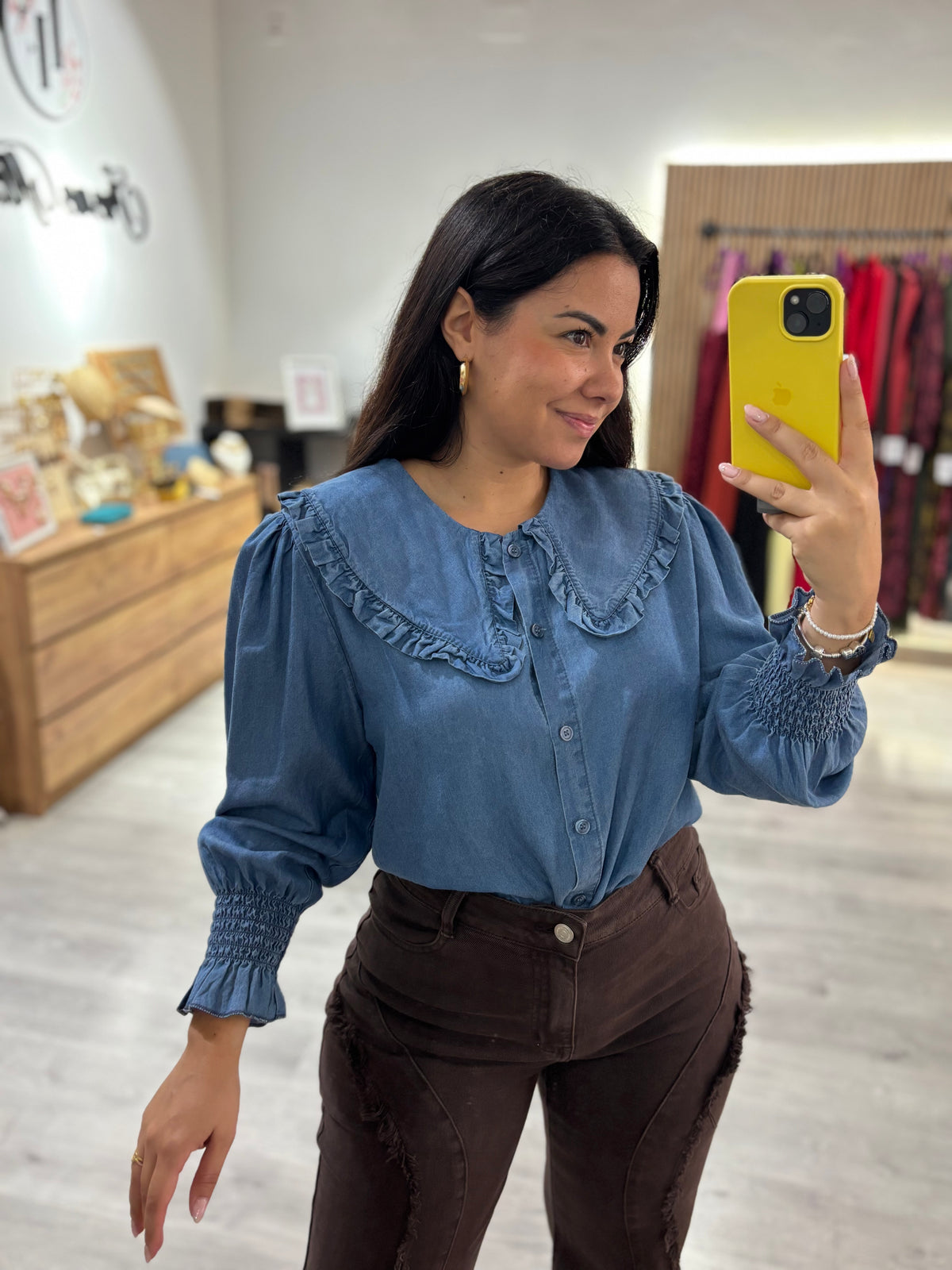 Blusa denim cuello