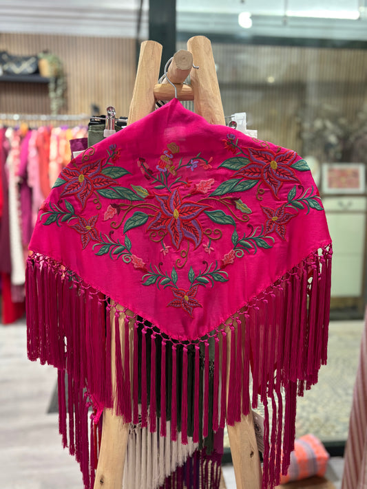 Mantoncillo Flor niña fucsia