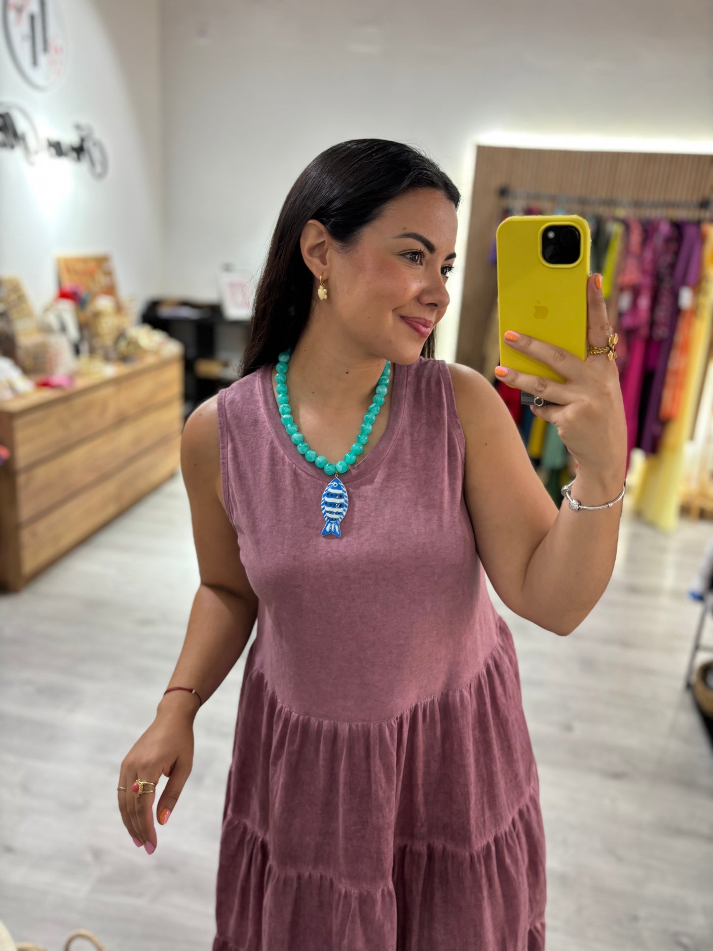 Vestido volantes malva