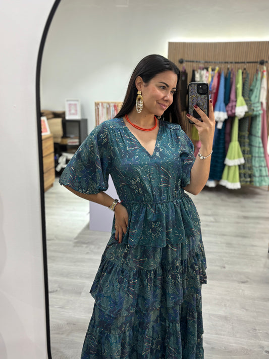 Vestido volantes azul