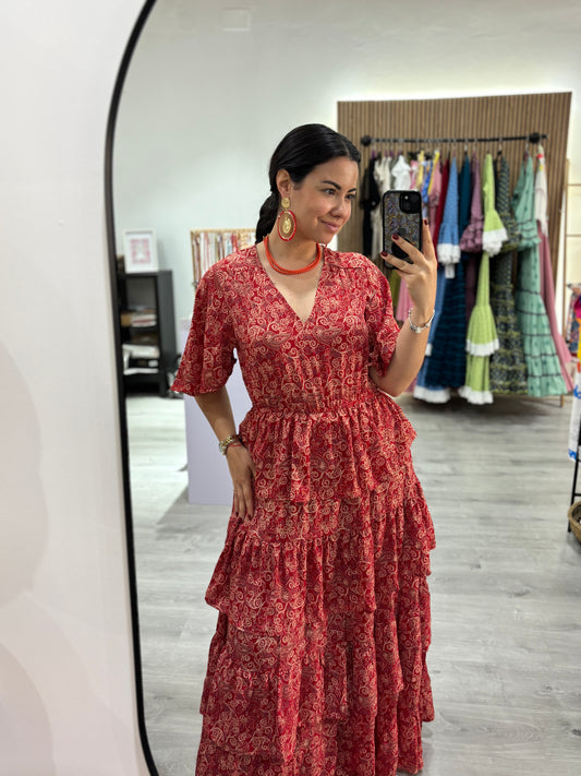 Vestido volantes rojo
