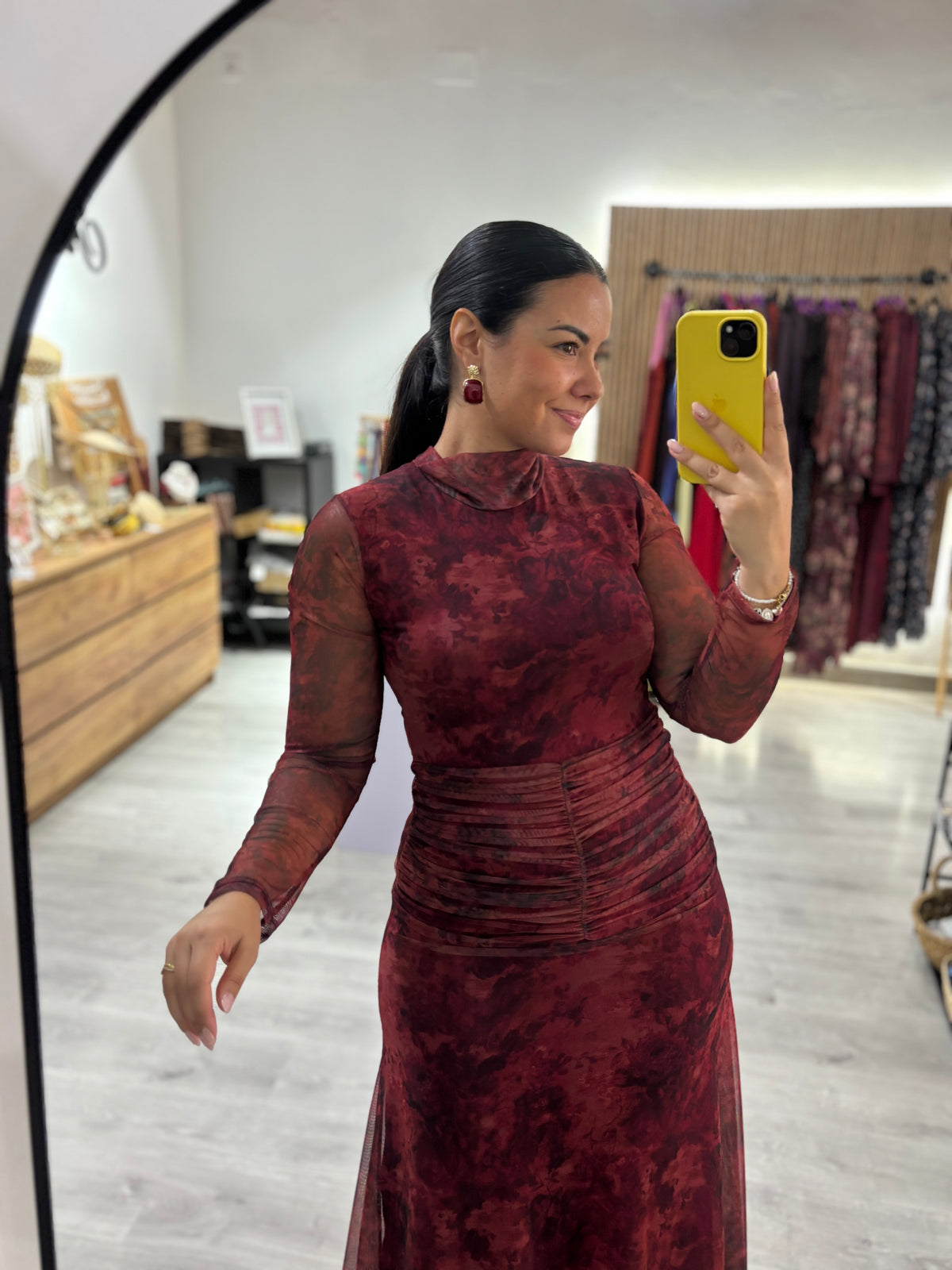 Vestido tul teja