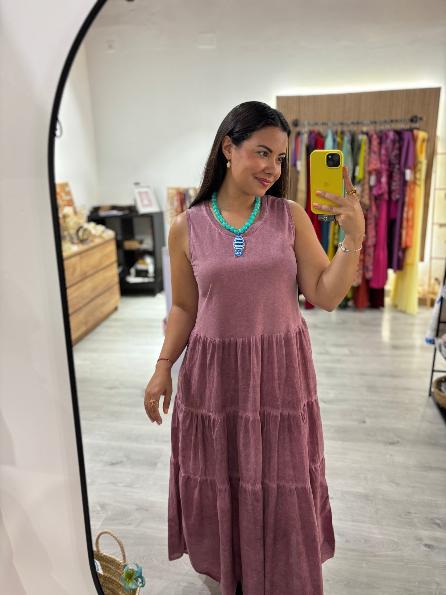 Vestido volantes malva