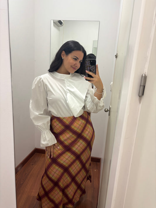 Blusa volante blanco