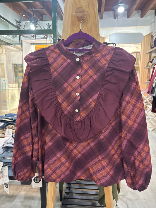 Blusa cuadro morada