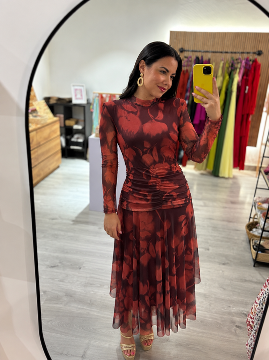 Vestido frunce estampado