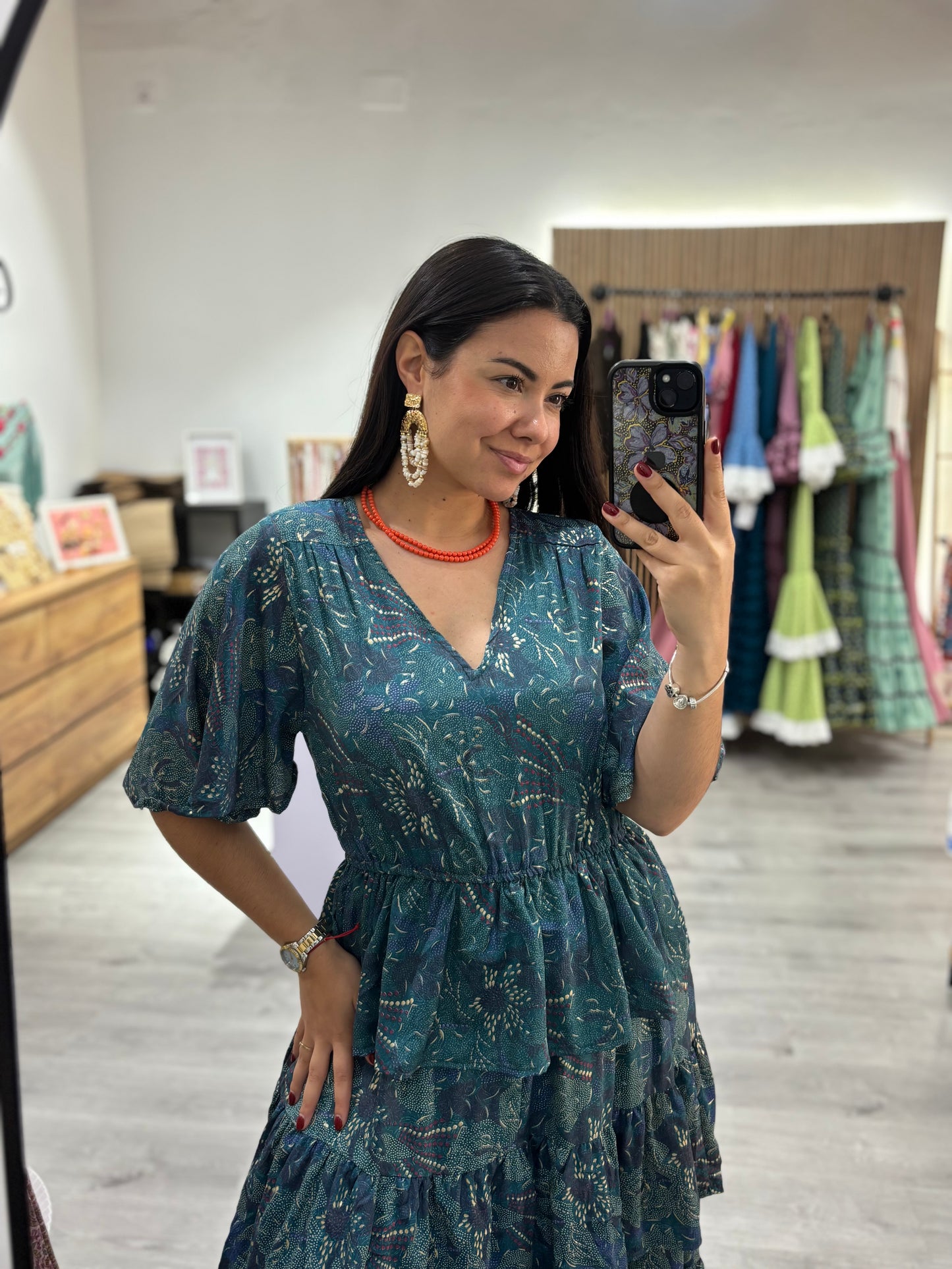 Vestido volantes azul