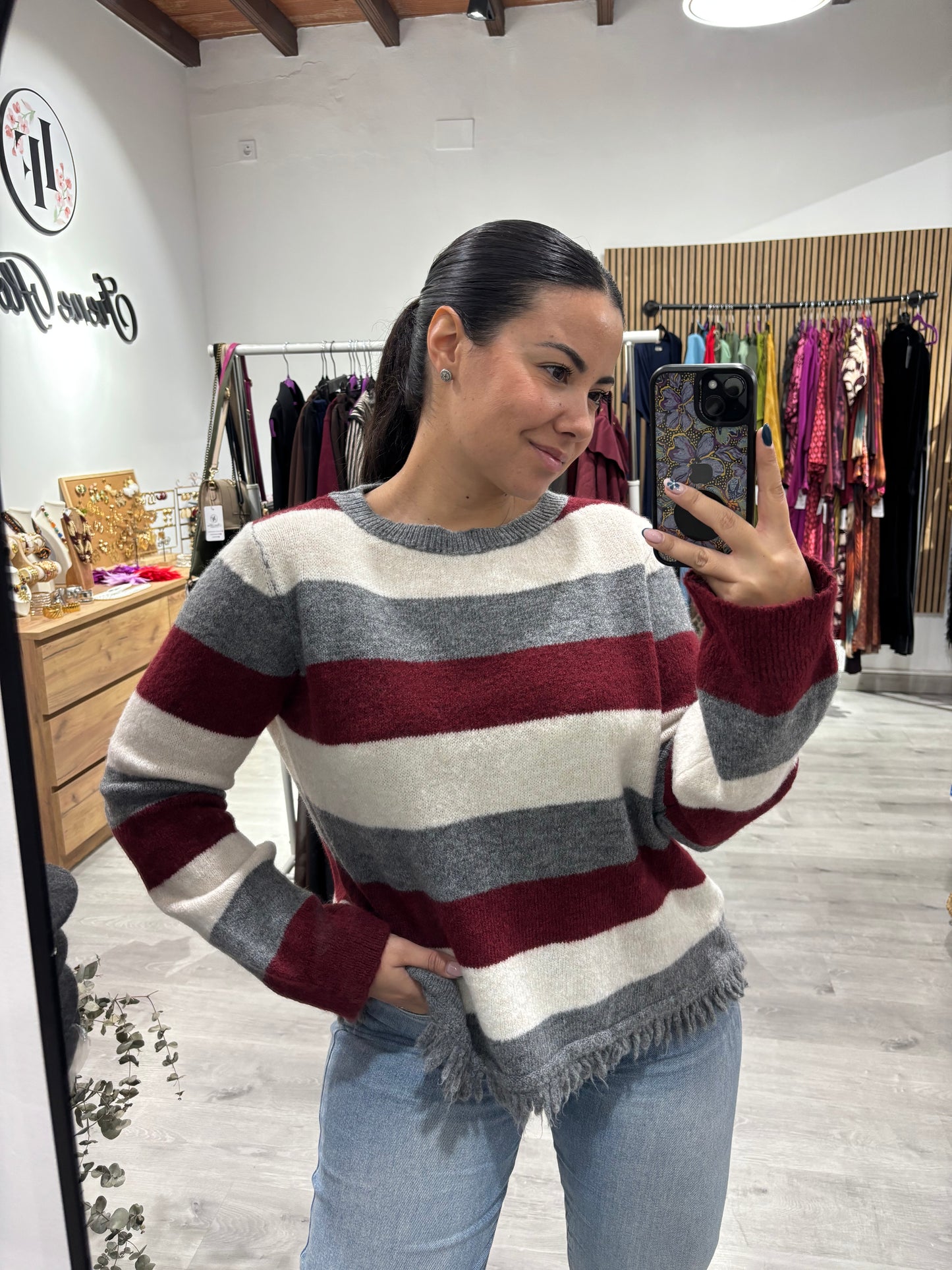 Jersey rayas burdeos