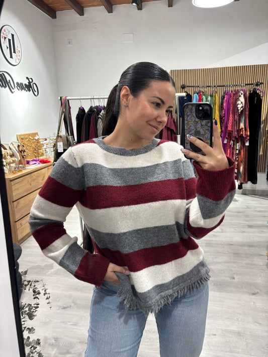 Jersey rayas burdeos