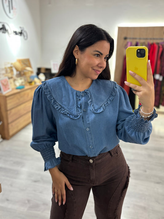 Blusa denim cuello