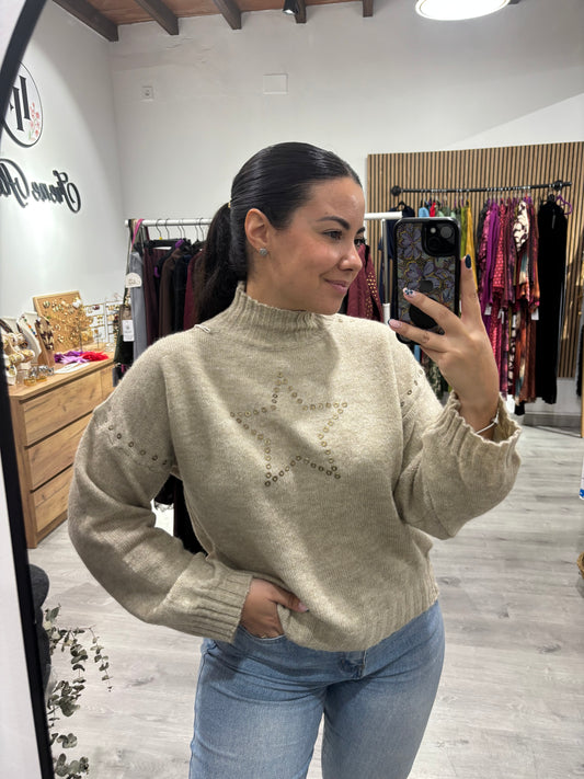 Jersey estrella beig