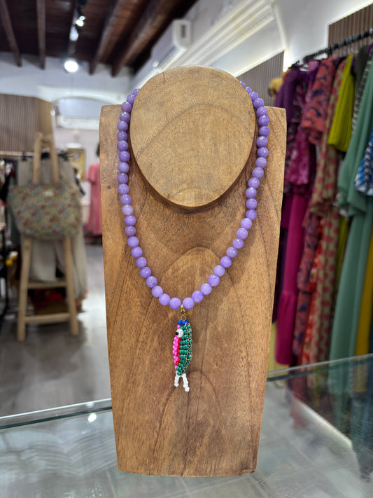 Collar abalorio morado
