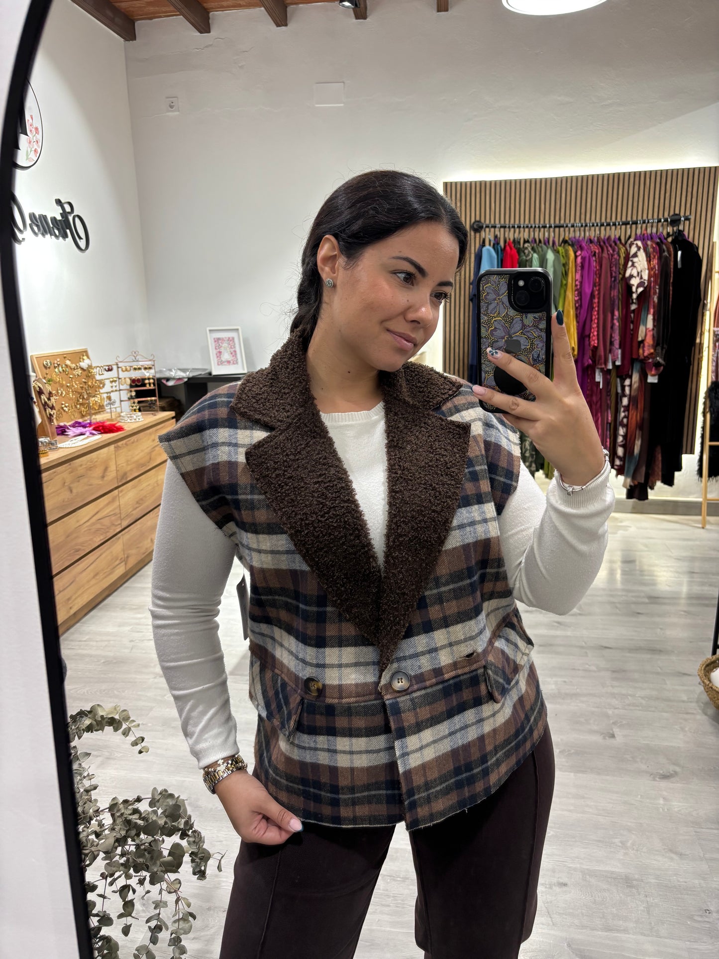 Chaleco cuadro borrego