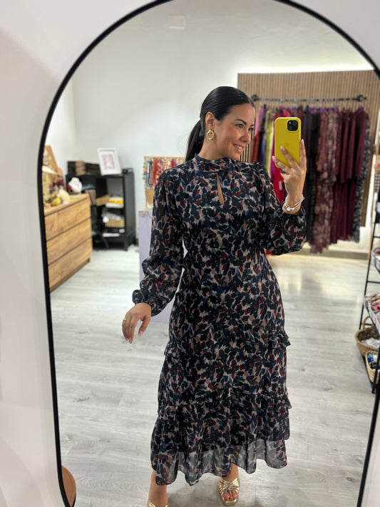 Vestido volantes petroleo