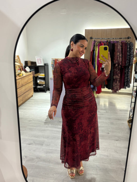 Vestido tul teja