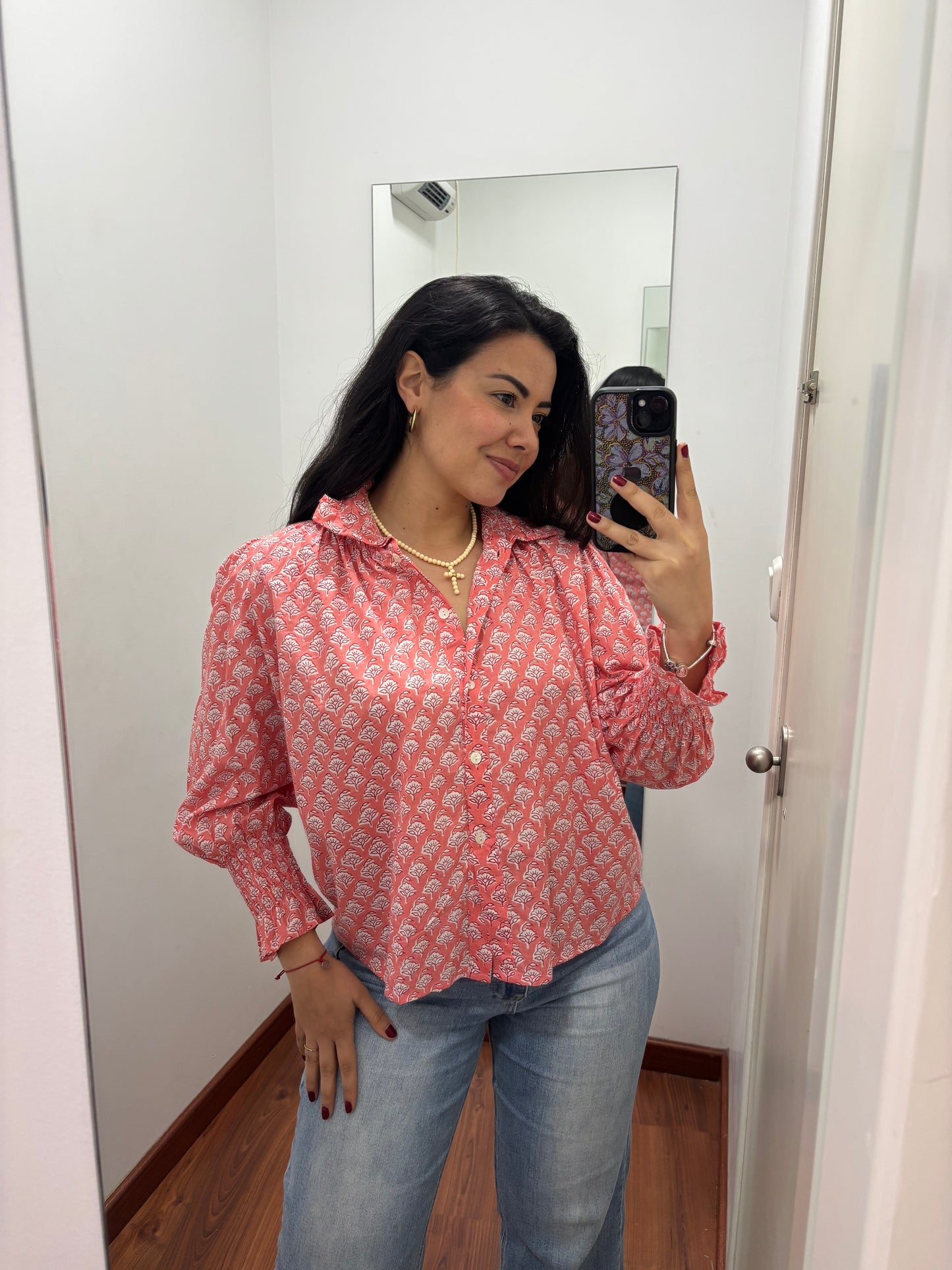 Blusa cuello coral