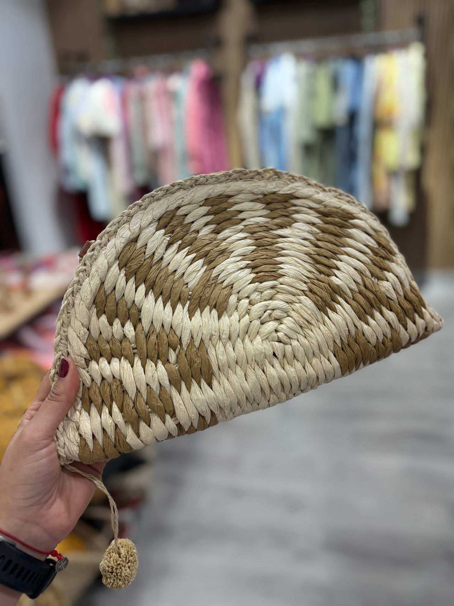 Bolso abanico rafia