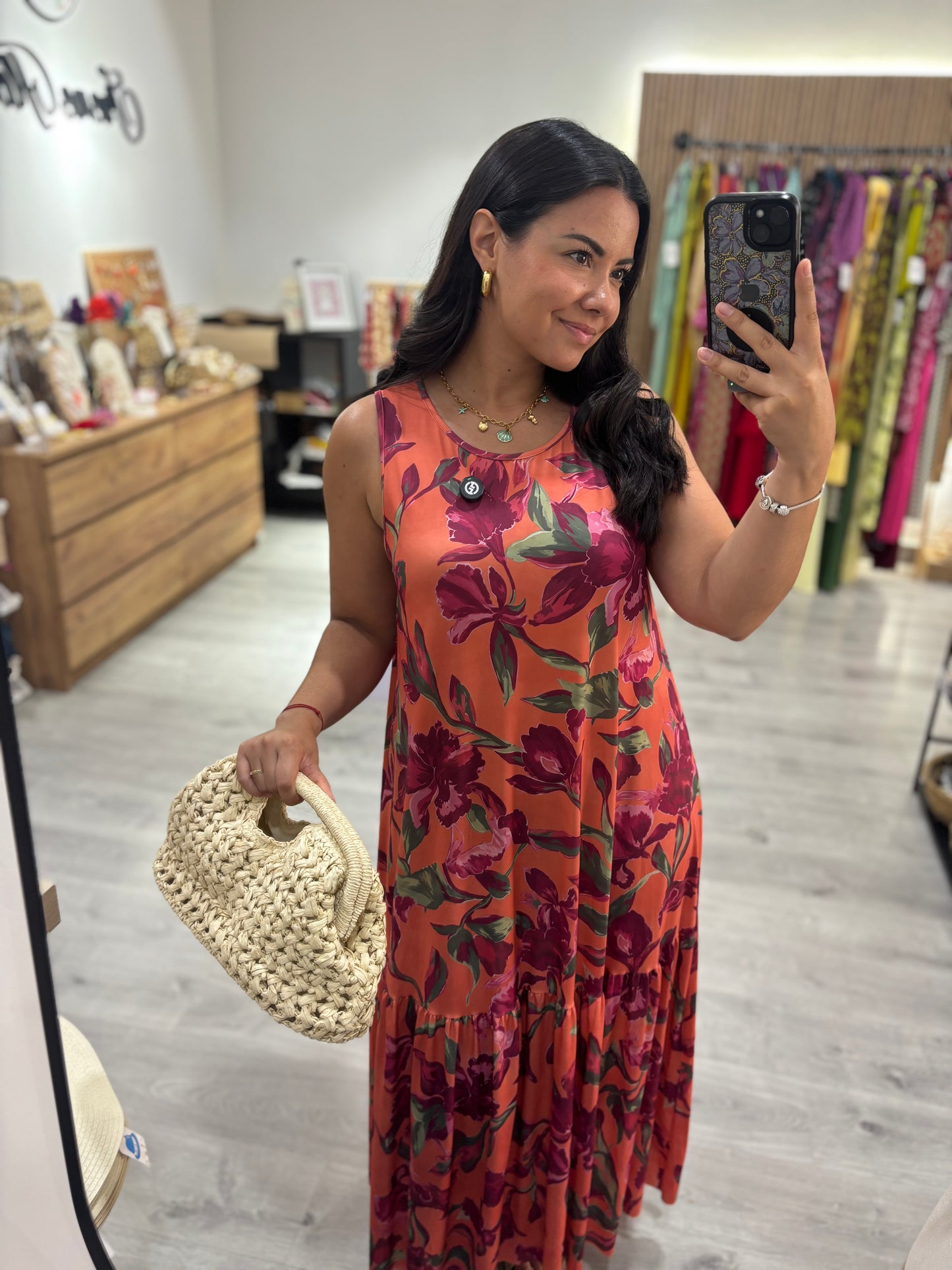 Vestido flor sisa naranja