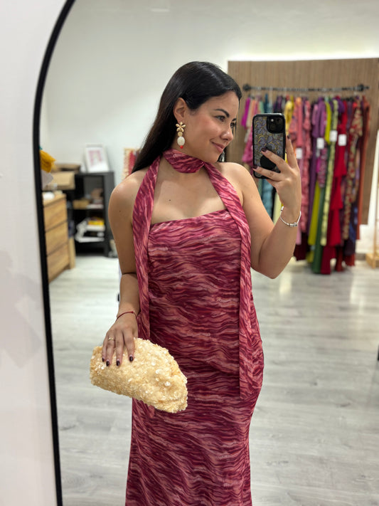 Vestido volante rosa