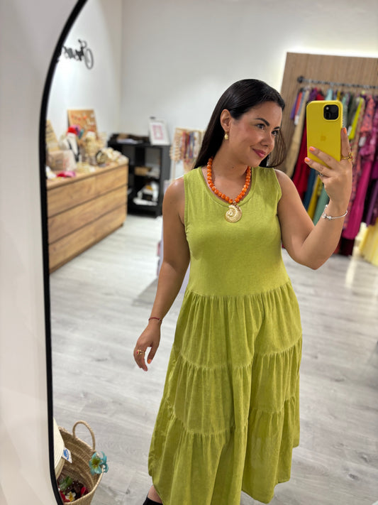 Vestido volantes verde