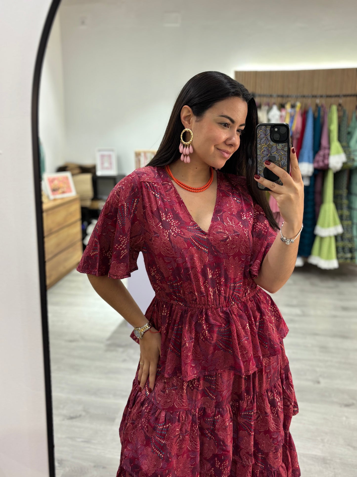 Vestido volantes rosa
