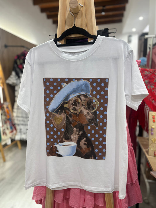 Camiseta salchicha azul