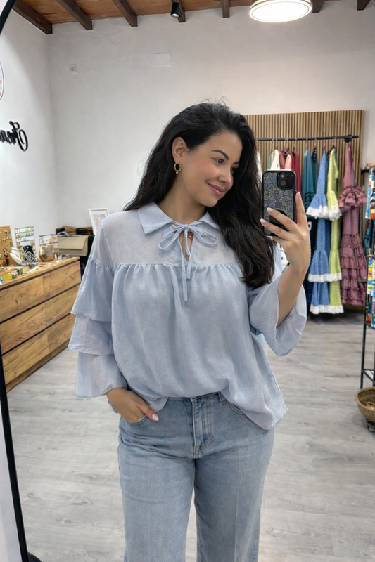 Blusa volantes mangas