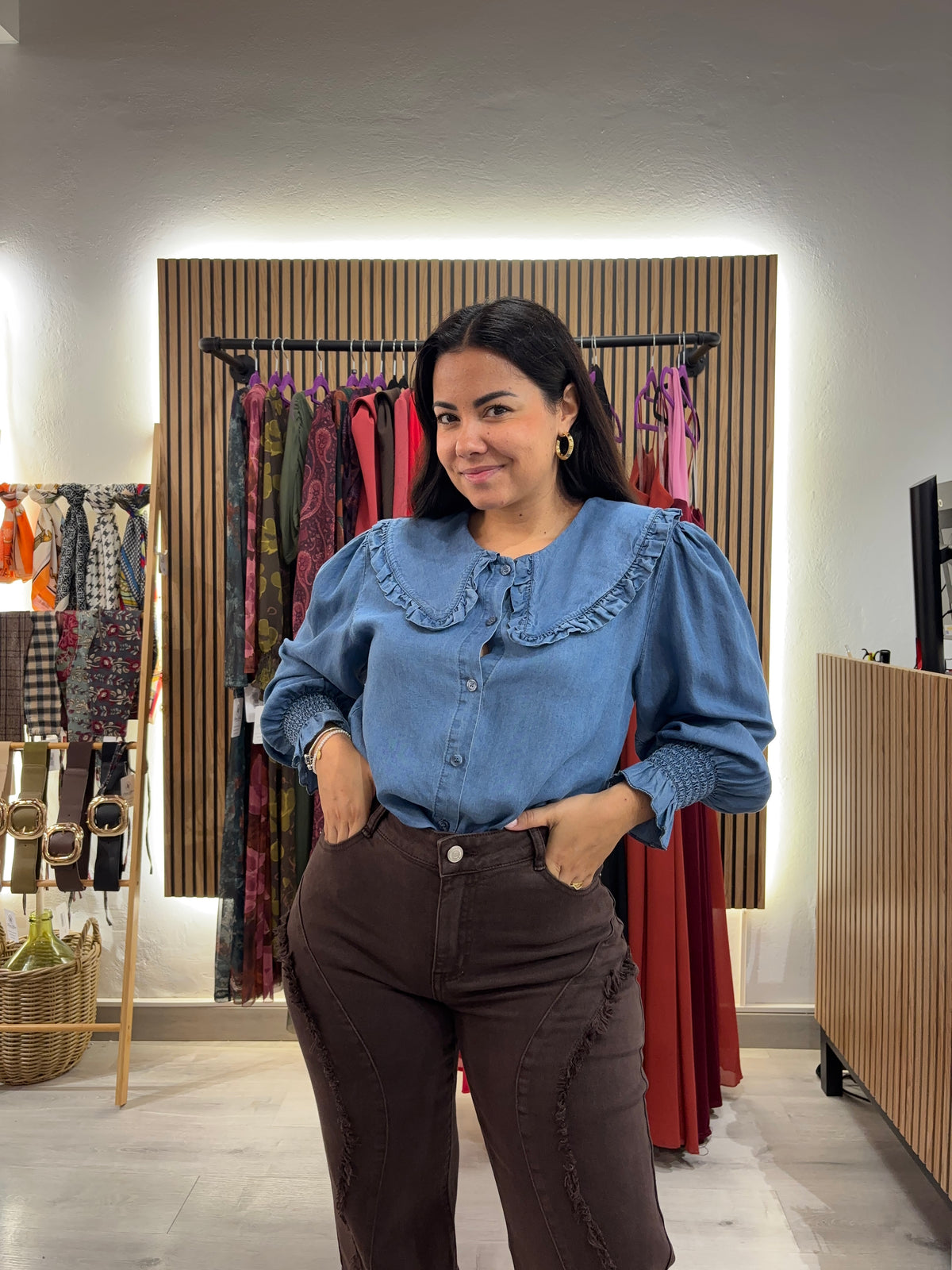 Blusa denim cuello