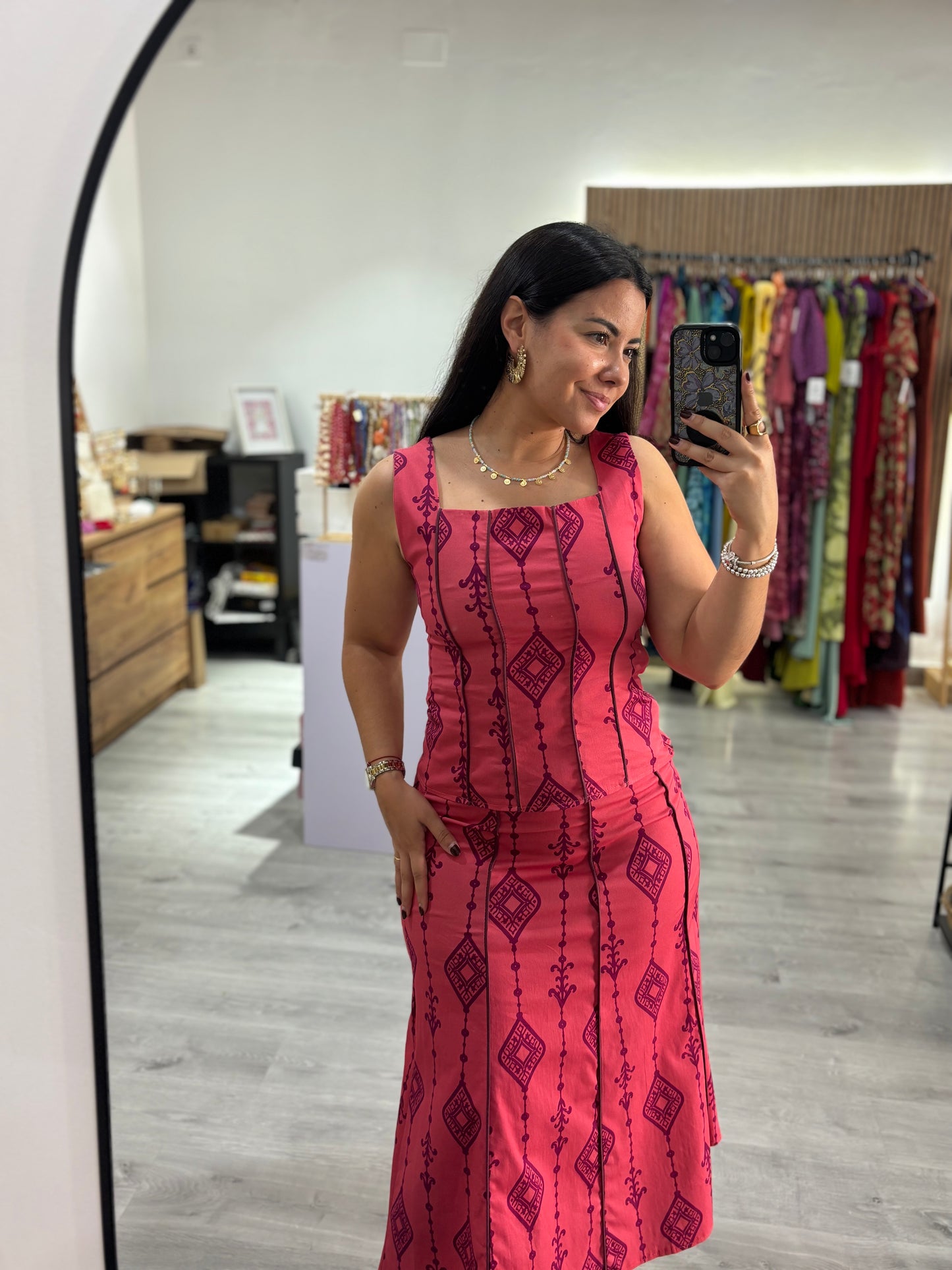 Conjunto estampado fucsia