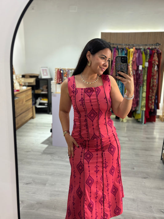 Conjunto estampado fucsia