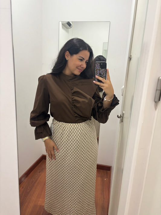 Blusa volante chocolate