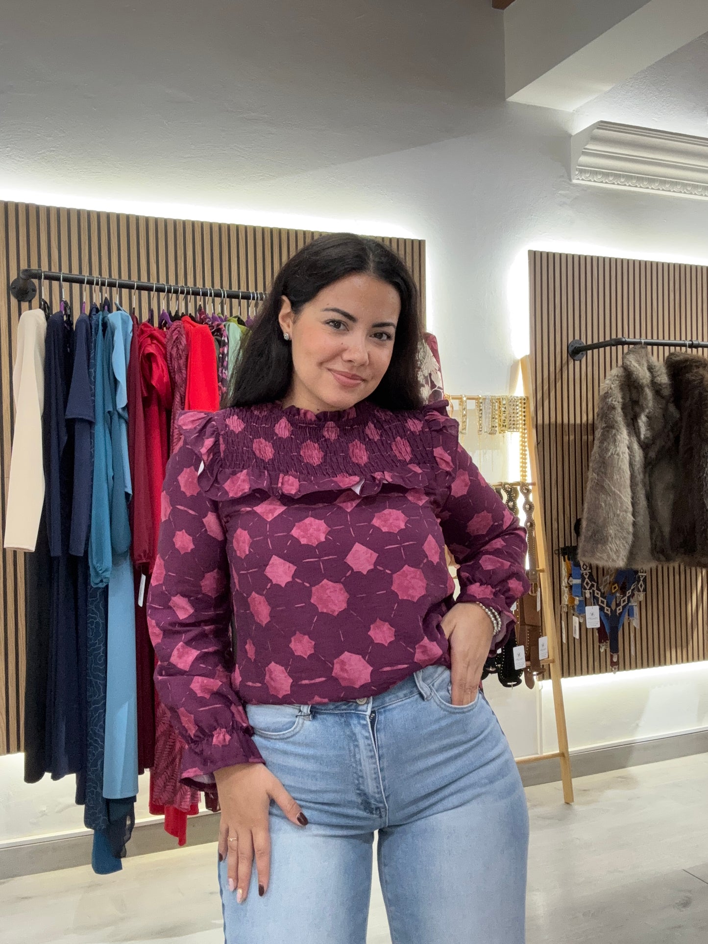 Blusa estampada volante