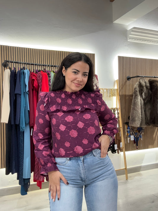 Blusa estampada volante