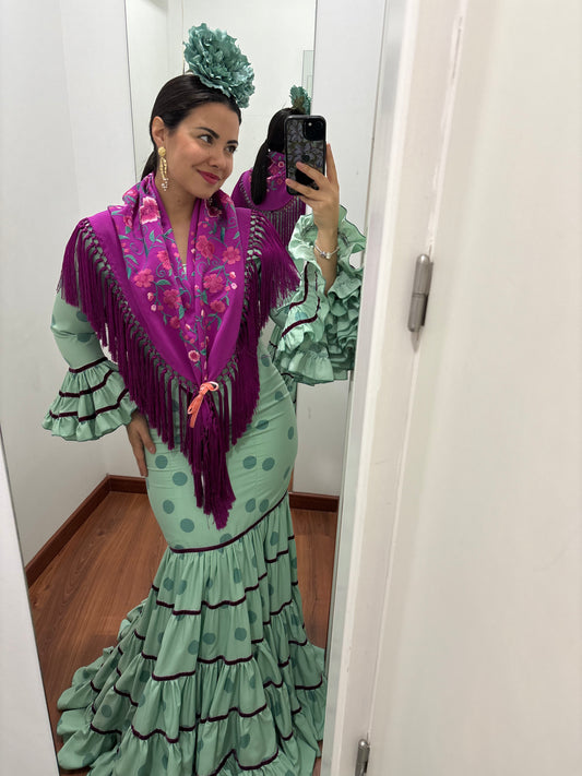 Traje canastero verde