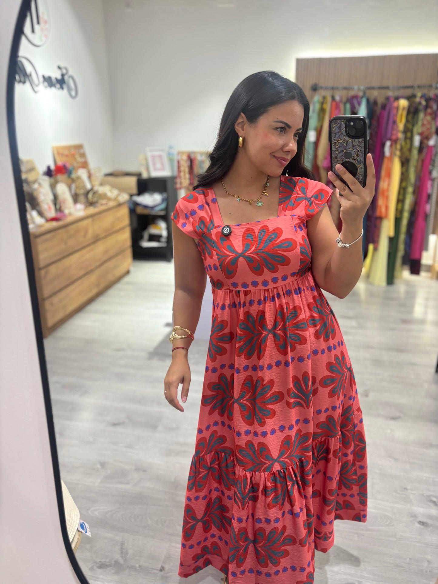 Vestido coral flúor