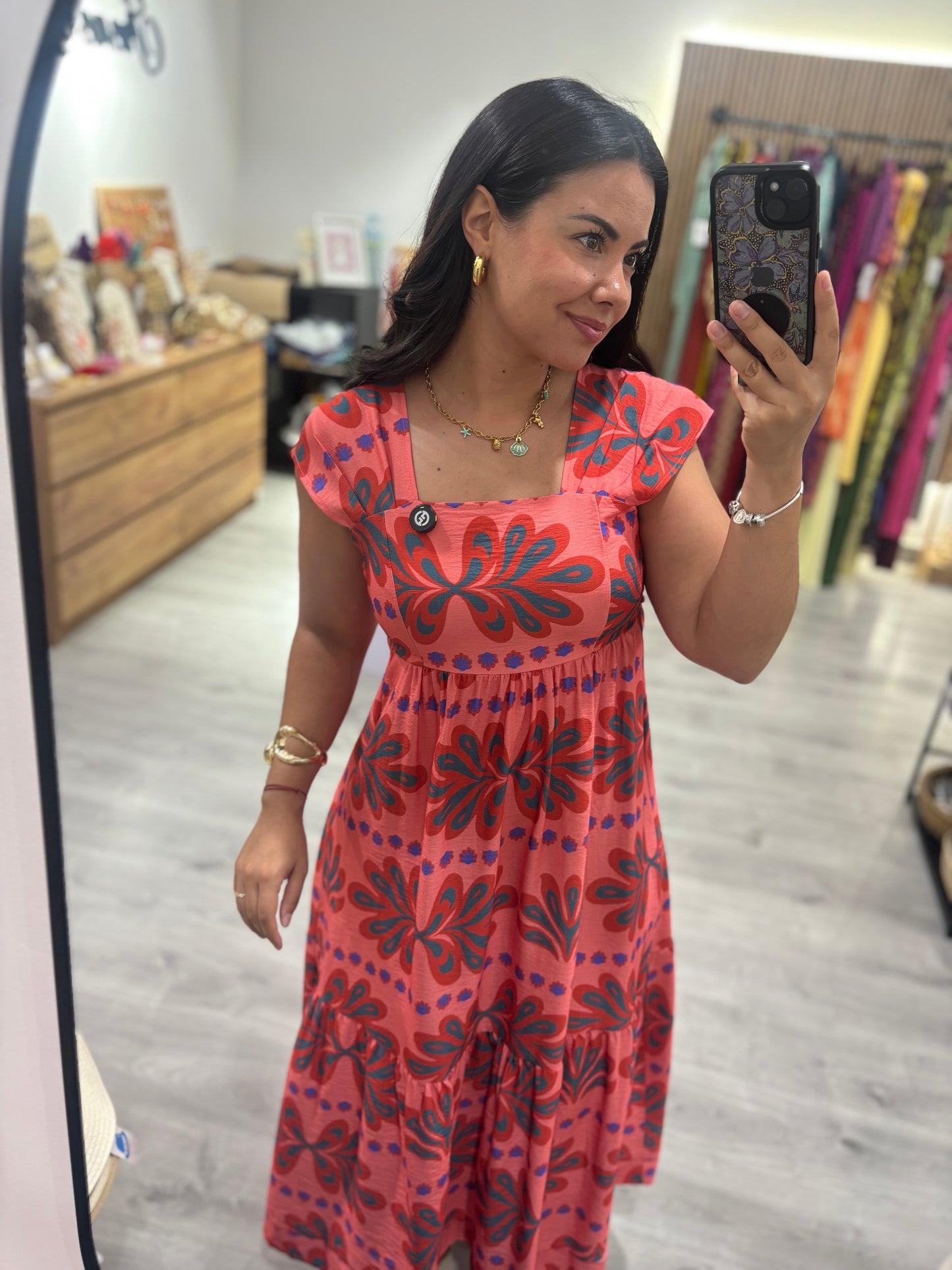 Vestido coral flúor