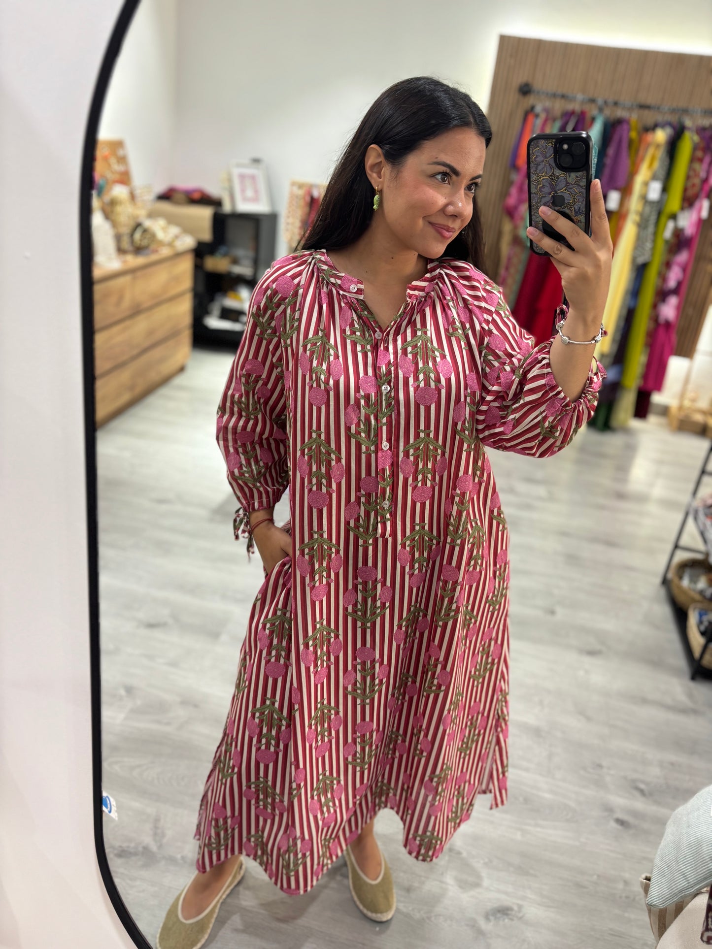 Vestido largo rayas rosa