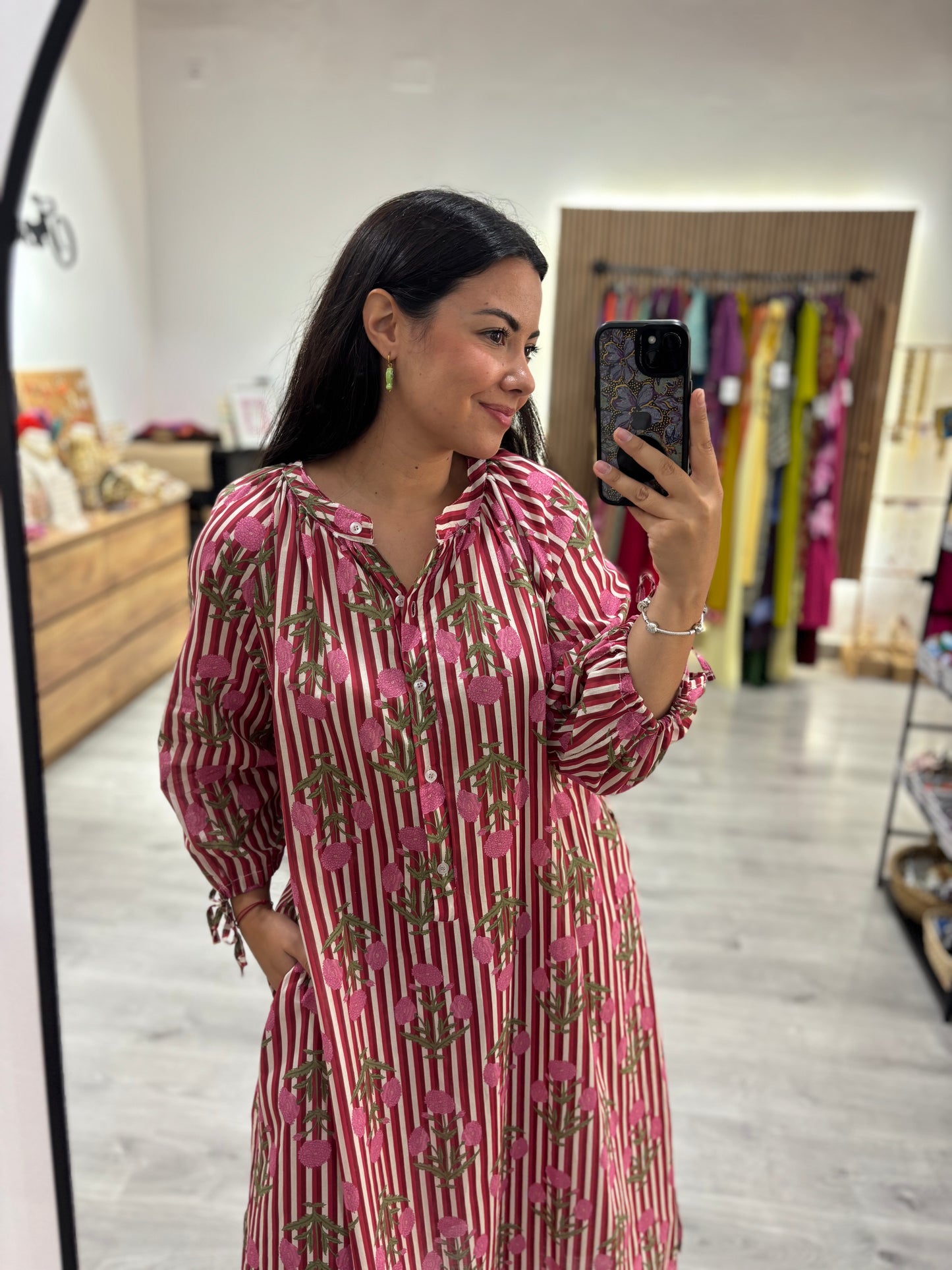Vestido largo rayas rosa