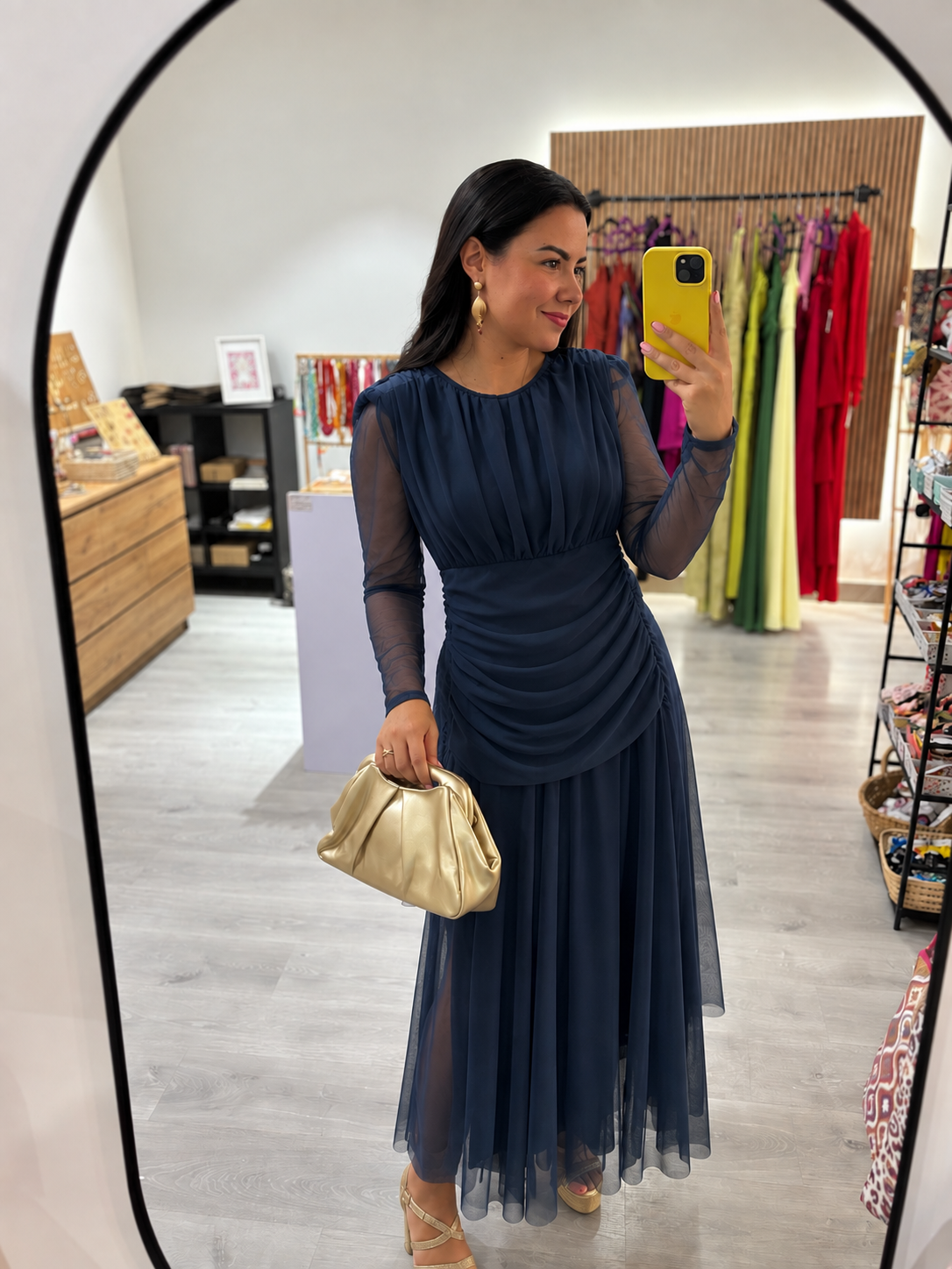 Vestido frunces liso