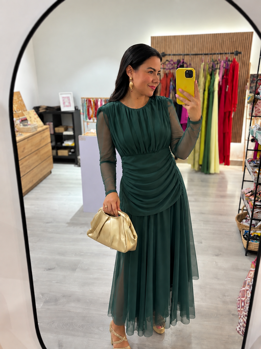Vestido frunces liso