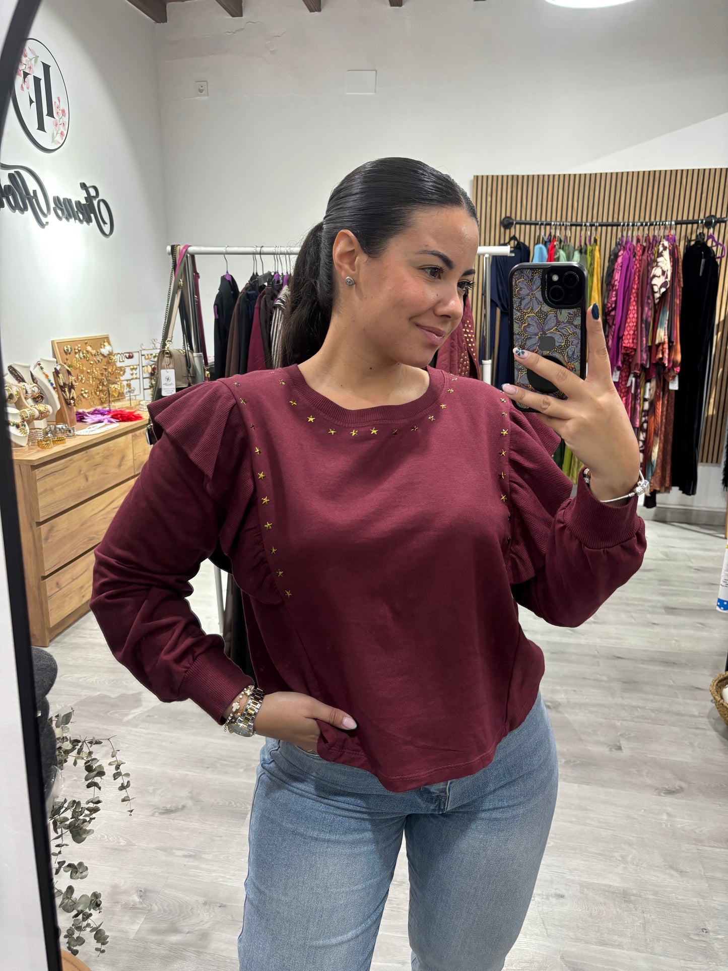 Sudadera volante Burdeos