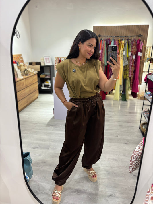 Pantalon saten bombacho