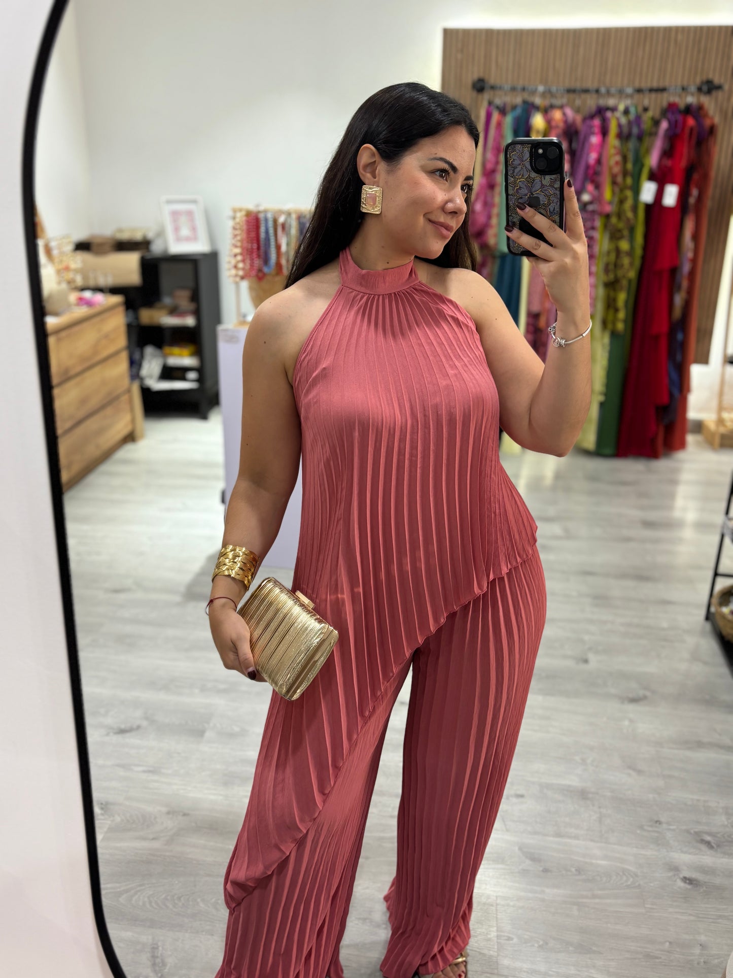 Conjunto plisado rosa