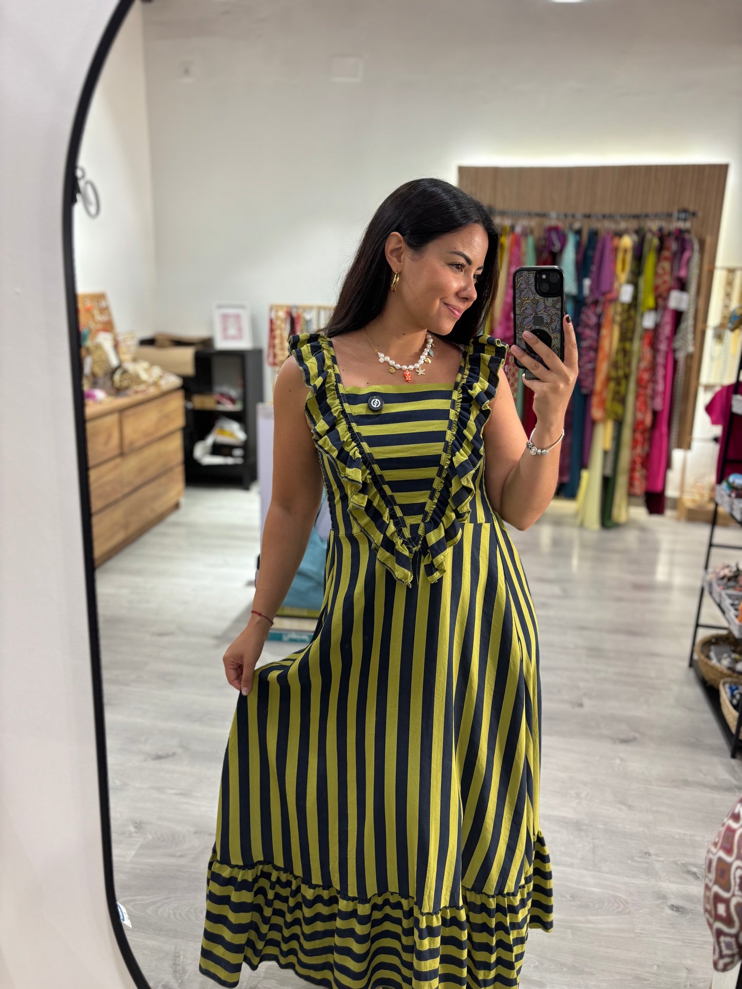 Vestido raya verde
