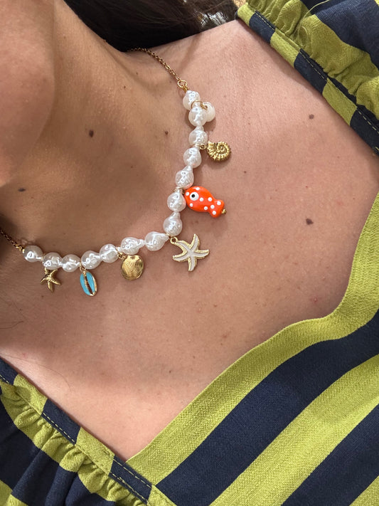Collar peces perlas